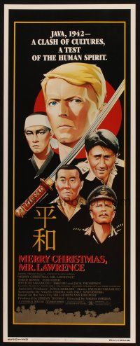 8z507 MERRY CHRISTMAS MR. LAWRENCE insert '83 really cool art of David Bowie & cast by Makhi!