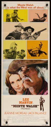 8z514 MONTE WALSH int'l insert '70 super close up of cowboy Lee Marvin & pretty Jeanne Moreau!