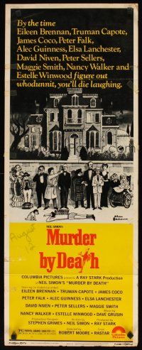 8z517 MURDER BY DEATH insert '76 great Charles Addams art of cast by dead body & spooky house!