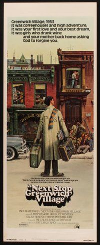 8z531 NEXT STOP GREENWICH VILLAGE style B insert '76 cool art of Lenny Baker in New York by Lettick