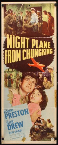8z537 NIGHT PLANE FROM CHUNGKING insert '43 close up of Robert Preston holding Ellen Drew, WWII!
