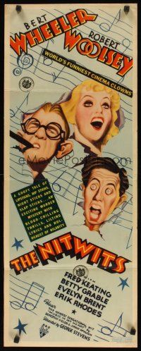 8z541 NITWITS insert '35 great art of Wheeler & Woolsey + pretty young Betty Grable!