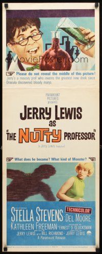 8z544 NUTTY PROFESSOR insert '63 wacky Jerry Lewis directs & stars w/pretty Stella Stevens!