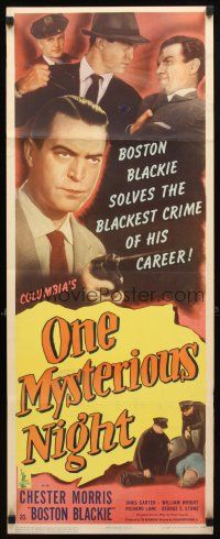 8z557 ONE MYSTERIOUS NIGHT insert '44 Chester Morris as Boston Blackie solves the blackest crime!