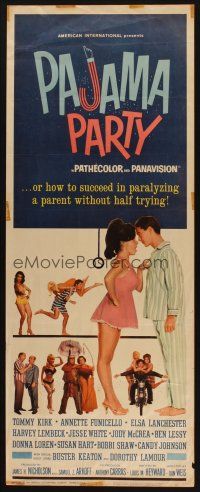 8z570 PAJAMA PARTY insert '64 Annette Funicello in sexy lingerie, Tommy Kirk, Buster Keaton shown!