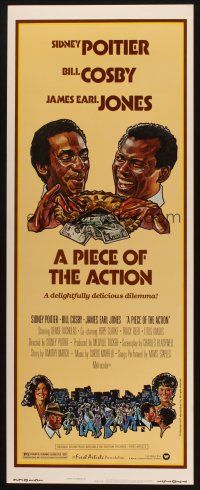 8z590 PIECE OF THE ACTION insert '77 great Drew Struzan art of Sidney Poitier & Bill Cosby!