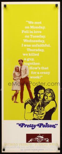8z605 PRETTY POISON insert '68 cool artwork of Anthony Perkins & psycho Tuesday Weld!
