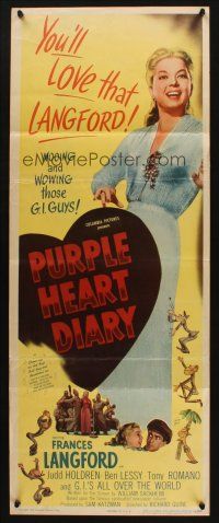 8z621 PURPLE HEART DIARY insert '51 full-length Frances Langford, wooing & wowing those G.I. guys!