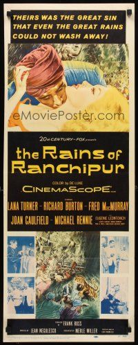 8z629 RAINS OF RANCHIPUR insert '55 Lana Turner, Richard Burton, rains couldn't wash sin away!