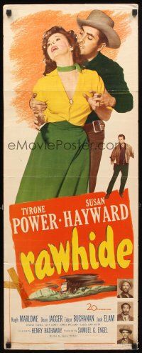 8z631 RAWHIDE insert '51 Tyrone Power & pretty Susan Hayward in western action!
