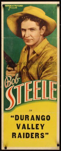 8z108 BOB STEELE stock insert '40s c/u wearing buckskin & holding gun, Durango Valley Raiders!