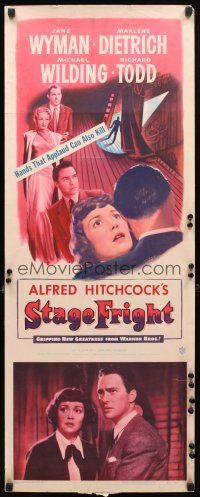 8z699 STAGE FRIGHT insert '50 Marlene Dietrich, Jane Wyman, Alfred Hitchcock
