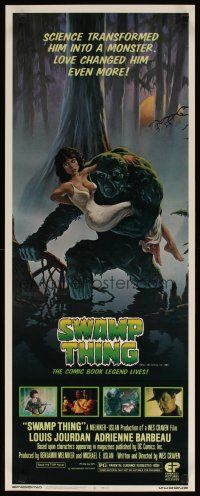 8z712 SWAMP THING insert '82 Wes Craven, Richard Hescox art of him holding sexy Adrienne Barbeau!