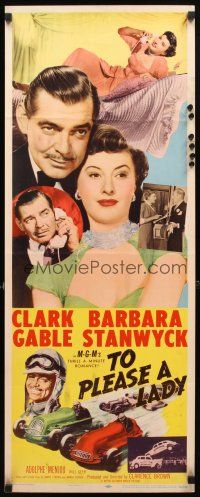 8z728 TO PLEASE A LADY insert '50 race car driver Clark Gable & sexy Barbara Stanwyck!