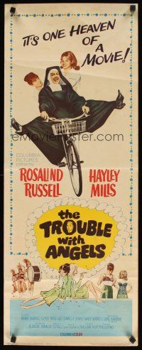 8z737 TROUBLE WITH ANGELS insert '66 Hayley Mills, June Harding, nun Rosalind Russell on bike!