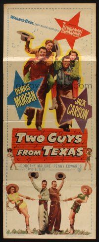 8z740 TWO GUYS FROM TEXAS insert '48 Dorothy Malone, Penny Edwards, Dennis Morgan & Jack Carson!
