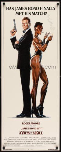 8z748 VIEW TO A KILL insert '85 art of Roger Moore as James Bond & Grace Jones by Daniel Goozee!