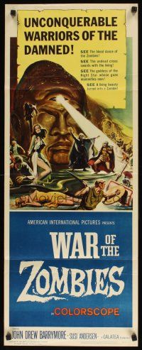 8z754 WAR OF THE ZOMBIES insert '65 John Drew Barrymore, unconquerable warriors of the damned!