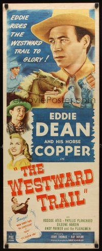 8z759 WESTWARD TRAIL insert '48 cowboy Eddie Dean & horse Copper ride the westward trail!
