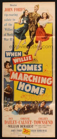 8z762 WHEN WILLIE COMES MARCHING HOME insert '50 John Ford's rip-roaring salute to World War II!