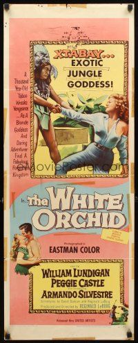 8z765 WHITE ORCHID insert '54 William Lundigan, Peggie Castle, wild art of tribesmen with woman!