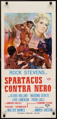 8z815 CHALLENGE OF THE GLADIATOR Italian locandina '65 cool art of Spartacus by Rodolfo Gasparri!