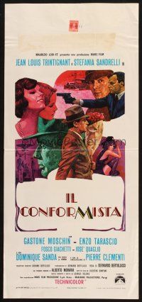 8z821 CONFORMIST Italian locandina '71 Bernardo Bertolucci's Il Conformista, Trintignant, Iaia art