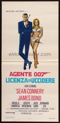 8z836 DR. NO Italian locandina R70s art of Sean Connery as James Bond & sexy Ursula Andress!