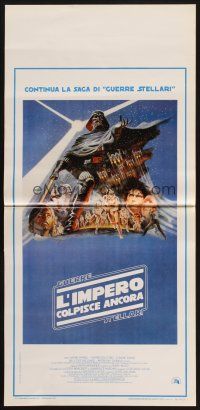 8z842 EMPIRE STRIKES BACK Italian locandina '80 George Lucas sci-fi classic, cool art by Tom Jung!