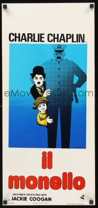 8z879 KID Italian locandina R60s wacky Kouper art of Charlie Chaplin & Jackie Coogan with cop!