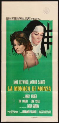 8z883 LADY OF MONZA Italian locandina '69 her other love is God, Casaro art of nun Anne Heywood!