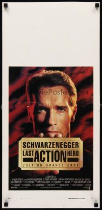 8z886 LAST ACTION HERO Italian locandina '93 different image of Arnold Schwarzenegger with ticket!