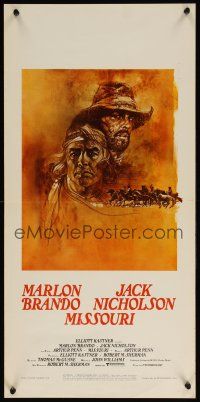 8z903 MISSOURI BREAKS Italian locandina '76 art of Marlon Brando & Jack Nicholson by Bob Peak!