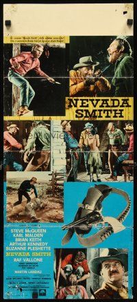 8z911 NEVADA SMITH Italian locandina '66 different images of cowboy Steve McQueen & cast!