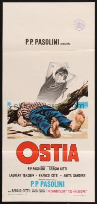 8z919 OSTIA Italian locandina '70 written by Pier Paolo Pasolini, brothers in love with same girl!