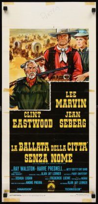 8z920 PAINT YOUR WAGON Italian locandina '70 Colizzi art of Clint Eastwood, Marvin & Jean Seberg!