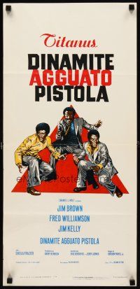 8z977 THREE THE HARD WAY Italian locandina '74 art of Jim Brown, Fred Williamson & Jim Kelly!