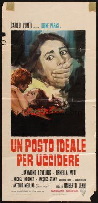 8z984 UN POSTO IDEALE PER UCCIDERE Italian locandina '71 Umberto Lenzi, cool Cesselon art!
