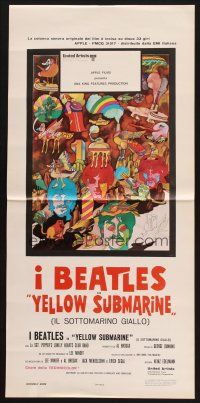 8z996 YELLOW SUBMARINE Italian locandina R70s psychedelic art of Beatles John, Paul, Ringo & George!