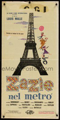 8z997 ZAZIE Italian locandina '61 Louis Malle, different art of stars flying by Eiffel Tower!