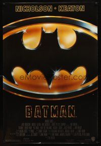 9a063 BATMAN glossy 1sh '89 Michael Keaton, Jack Nicholson, directed by Tim Burton!