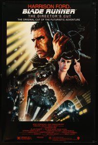9a085 BLADE RUNNER DS 1sh R92 Ridley Scott sci-fi classic, art of Harrison Ford by John Alvin!