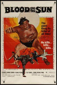 9a086 BLOOD ON THE SUN 1sh '74 Lei Tai, The giant kung-fu killer of all time, wild art!