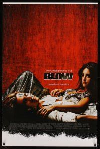9a087 BLOW DS foil title 1sh '01 Johnny Depp & Penelope Cruz in cocaine biography!