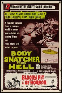 9a093 BODY SNATCHER FROM HELL/BLOODY PIT OF HORROR 1sh '70s two shockers of unbelievable horror!