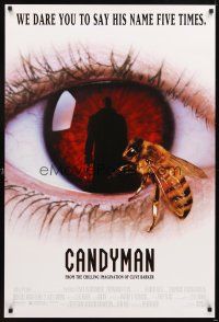 9a115 CANDYMAN 1sh '92 Clive Barker, creepy close-up image of bee in eyeball!