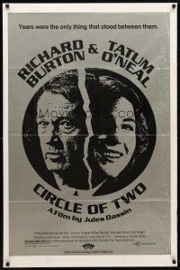 9a144 CIRCLE OF TWO 1sh '80 Jules Dassin, close-up of Richard Burton & Tatum O'Neal!