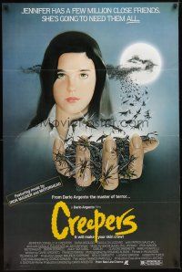9a171 CREEPERS 1sh '85 Dario Argento, cool art of Jennifer Connelly with bugs in hand!