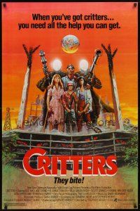 9a173 CRITTERS 1sh '86 great completely different art of cast & monsters by Ken Barr!