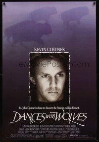 9a191 DANCES WITH WOLVES DS 1sh '90 different image of Kevin Costner & buffalo!